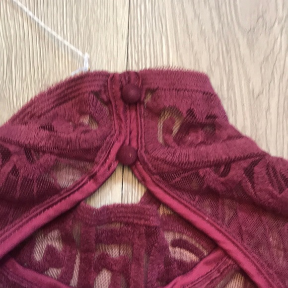 🆕 Free People Merlot Sheer Neckline Dress - Picture 5 of 5